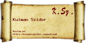 Kulman Szidor névjegykártya